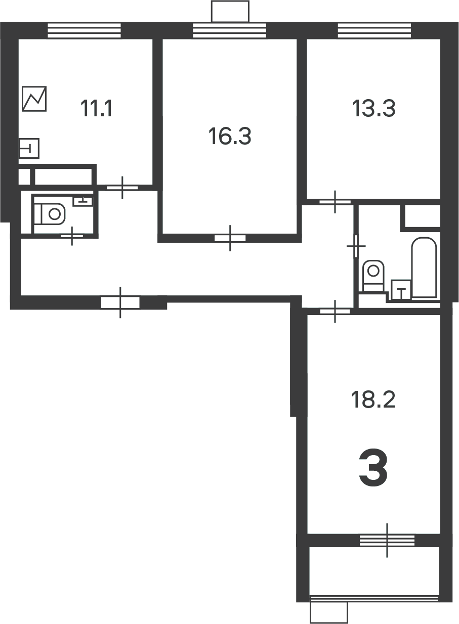 3-комнатная, 78.7 м² 1
