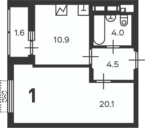 Планировка 1-комн.