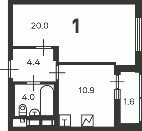 Планировка 1-комн.