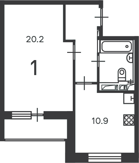 Планировка 1-комн.