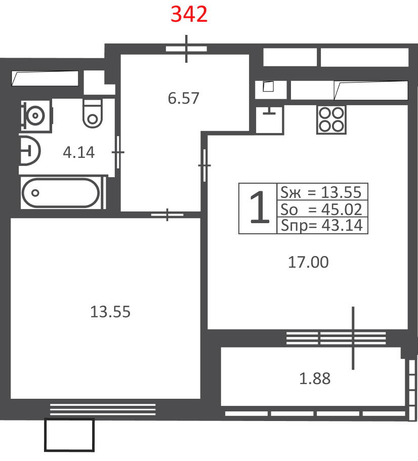Планировка 1-комн.