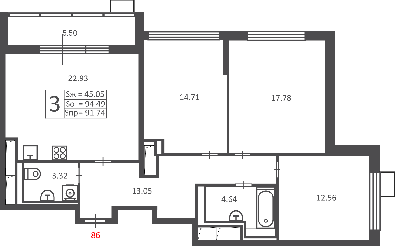 Планировка 3-комн.